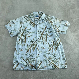 RJC Mens Hawaiian Shirt & Birds Print Button-Down Short Sleeve Size L 4754